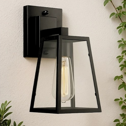 Aplique Farol Negro E27 Aluminio + Vidrio