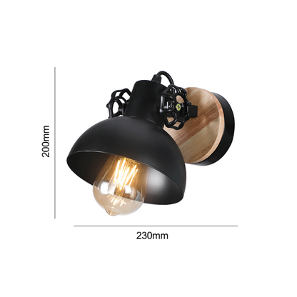 Aplique Negro Madera Dirigible E27 Simple Modelo Marine