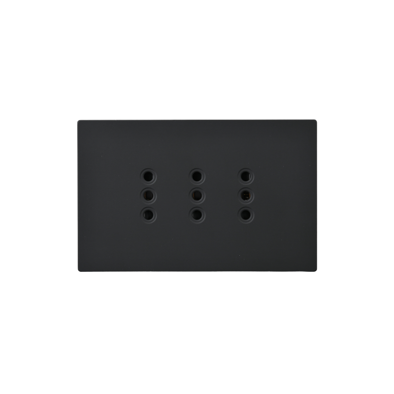 Tomacorriente Triple Puenteado 10A Negro Plano SEC