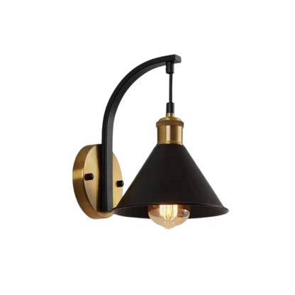 Aplique Lampara Con Pantalla Negra Cuerpo Bronce Modelo Nash (Copia)
