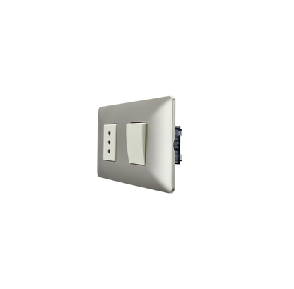 Interruptor Simple 9/12 con Enchufe Simple Champagne 10A 250V SEC
