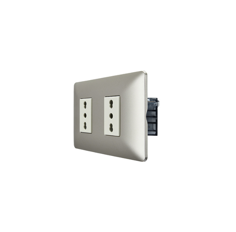 Enchufe Tomacorriente Doble Bipaso Champagne 10/16 220v SEC