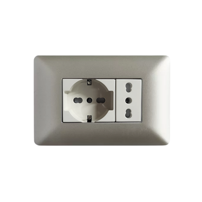 Enchufe Schuko 16A + Enchufe Simple Bipaso 10/16A Champagne