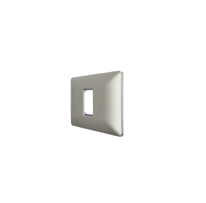 Placa Simple para modulo con Soporte Champagne