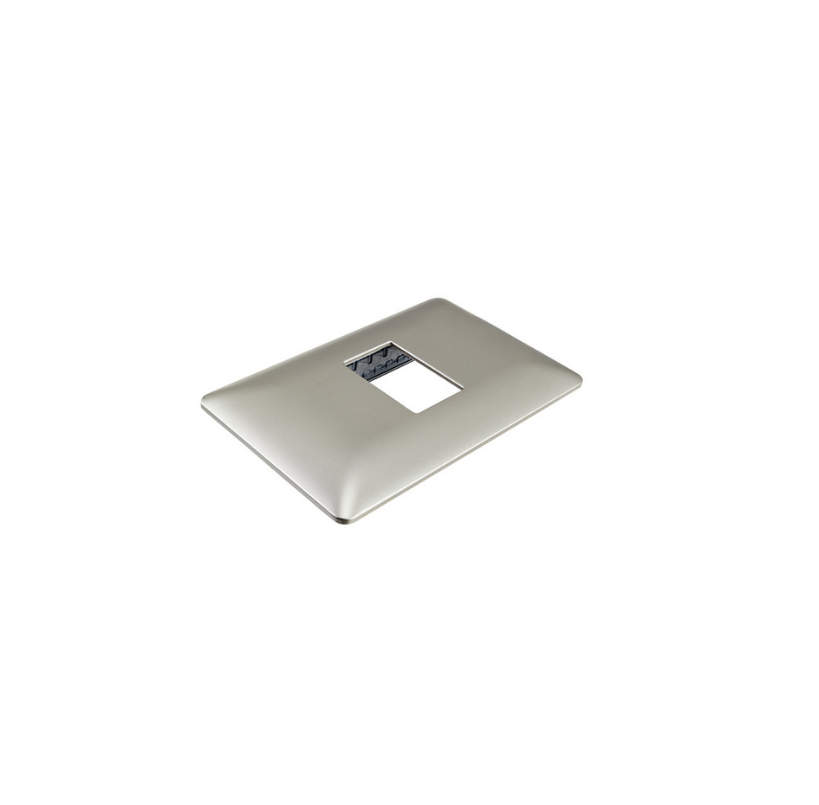 Placa Simple para modulo con Soporte Champagne