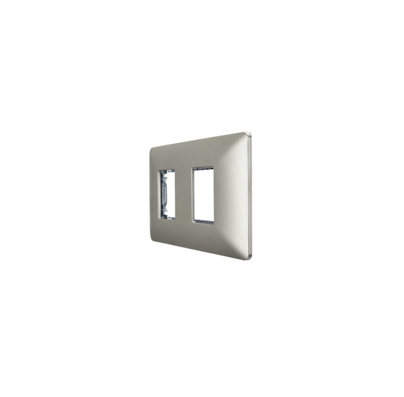 Placa Doble para modulo con Soporte Champagne