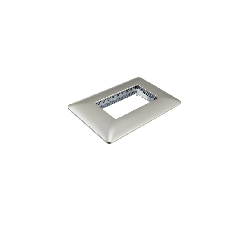 Placa Triple para modulo con Soporte Champagne