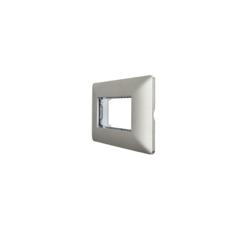 Placa Triple para modulo con Soporte Champagne