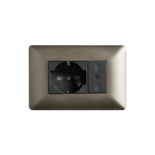 Enchufe Schuko 16A + Enchufe Simple Bipaso 10/16A Café