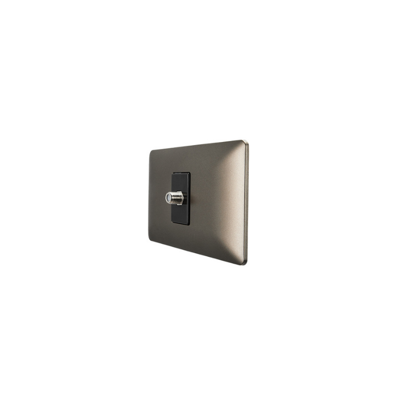 Toma Coaxial Rg6 Tv Video Armado Hembra Café