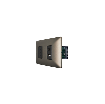 Tomarcorriente Simple 10A 250V + Toma USB Café