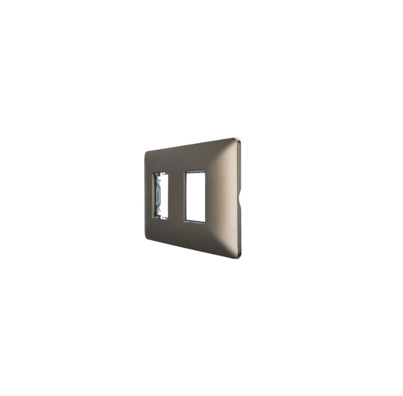 Placa Doble para modulo con Soporte Café