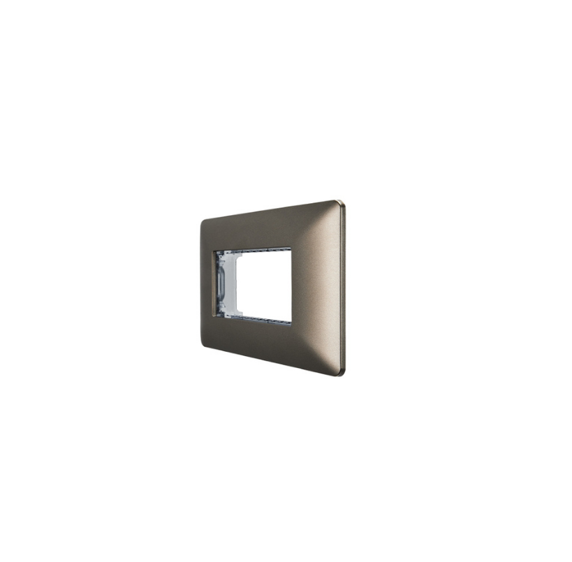 Placa Triple para modulo con Soporte Café