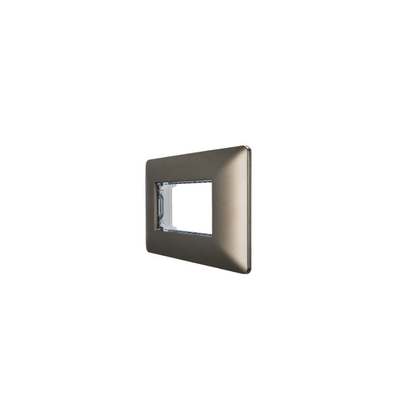 Placa Triple para modulo con Soporte Café