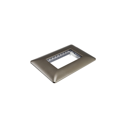 Placa Triple para modulo con Soporte Café