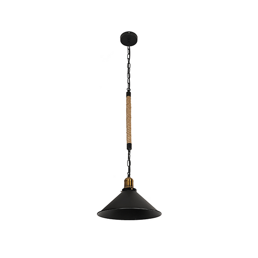 Lámpara Colgante Negro Con Madera Porta E27 Simple Modelo Chara SEC