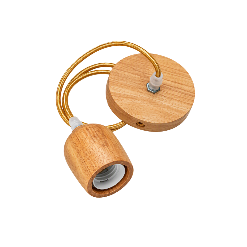 Soquete Madera Colgante E27 Diseño Bulbo