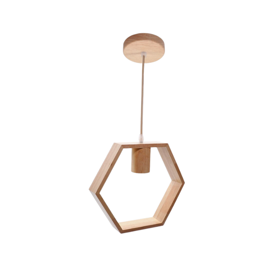 Lampara Hexágono de Madera E27