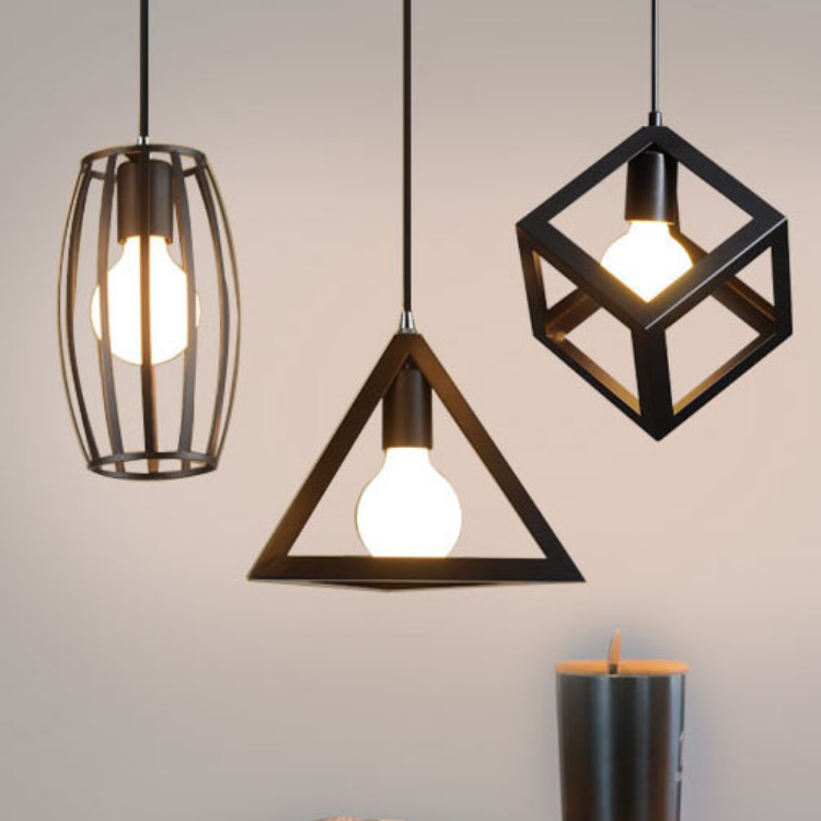 Lampara Colgante Hexagono E27 Modelo Alpha