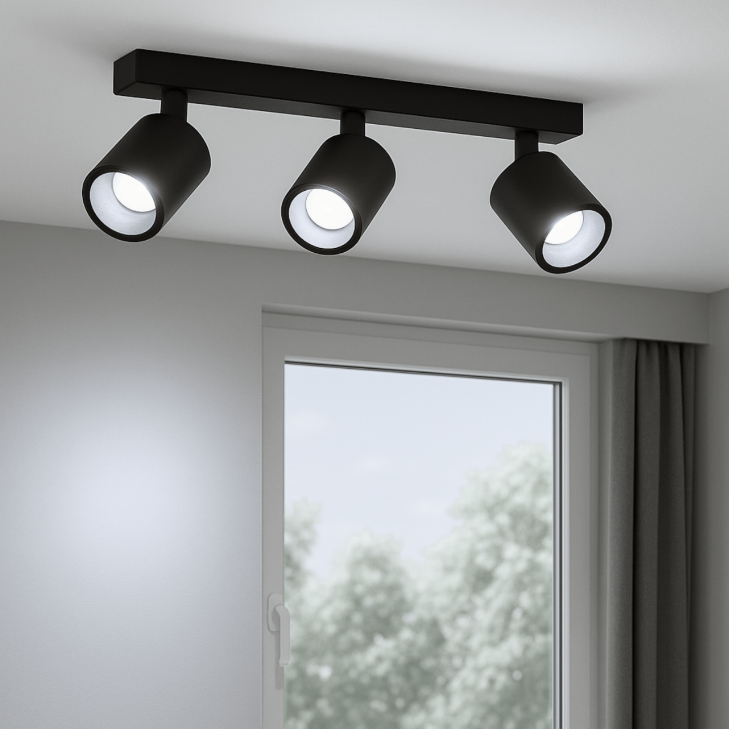 Aplique Triple Negro Porta Ampolleta Dicroica Dirigible