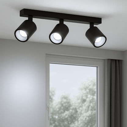 Aplique Triple Negro Porta Ampolleta Dicroica Dirigible