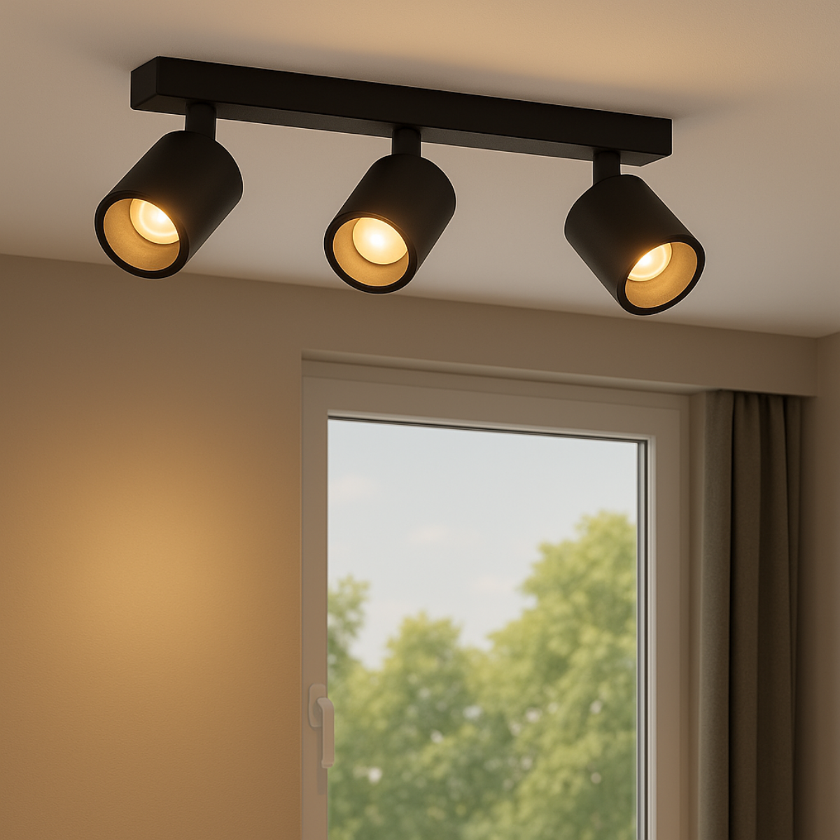 Aplique Triple Negro Porta Ampolleta Dicroica Dirigible