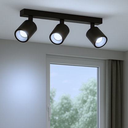 Aplique Triple Negro Porta Ampolleta Dicroica Dirigible