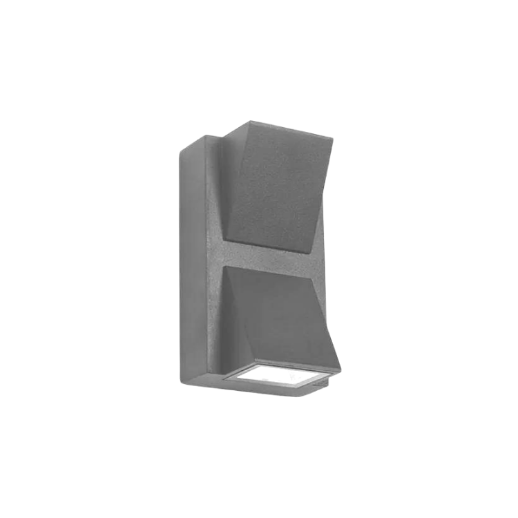 Aplique Led Doble 2x3w Exterior Luz Cálida 3000K Modelo Kapelle Gris