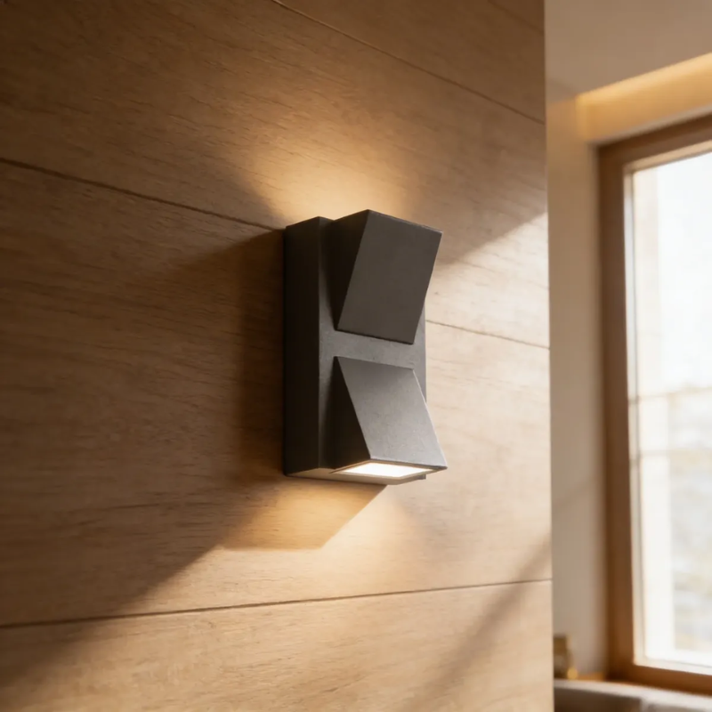 Aplique Led Doble 2x3w Exterior Luz Cálida 3000K Modelo Kapelle Gris