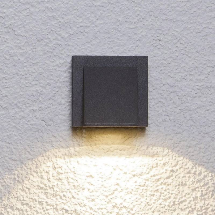 Aplique Led Simple Gris 3w Exterior Luz Calida Modelo Kapelle