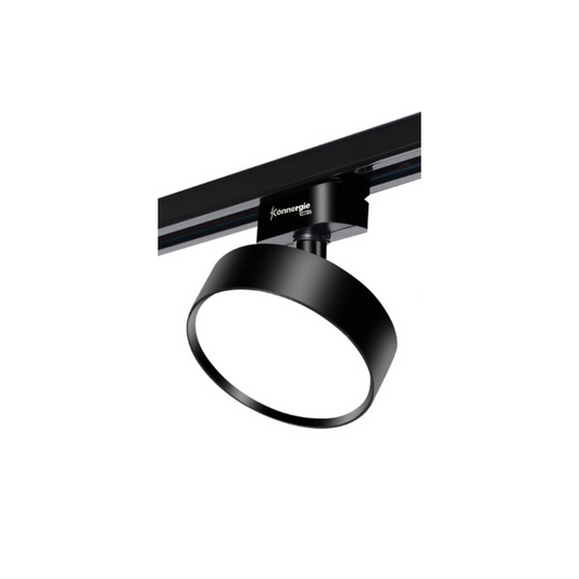 Foco Riel Tipo Panel Led Redondo Negro 12W Luz Cálida