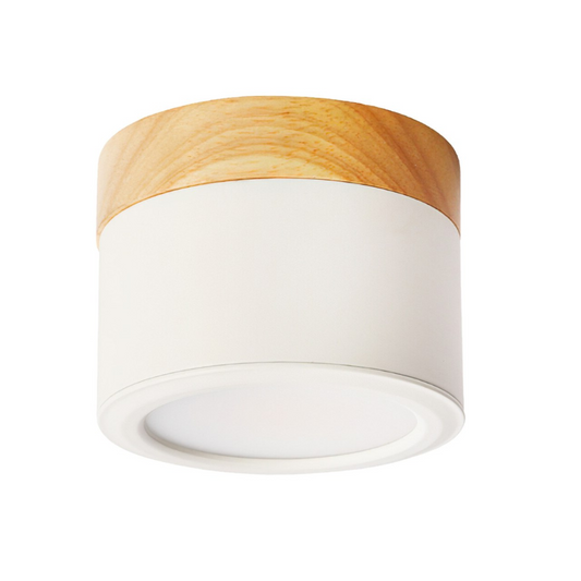 Panel Sobrepuesto Blanco Con Madera Decorativo Led 6w Luz Fria