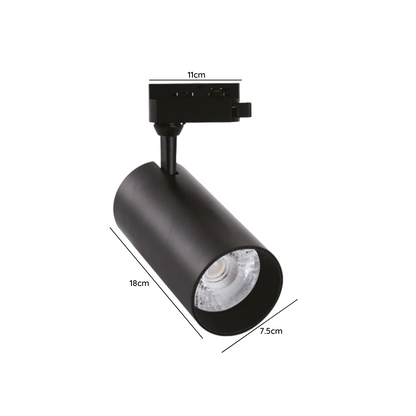 Foco Riel Monofasico 30w Led 220v Negro 3000K Modelo Altair