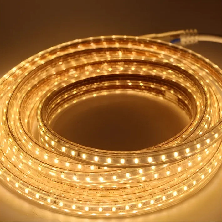 Cinta Led Impermeable Luz cálida 5 Metros con Conector Al 220v