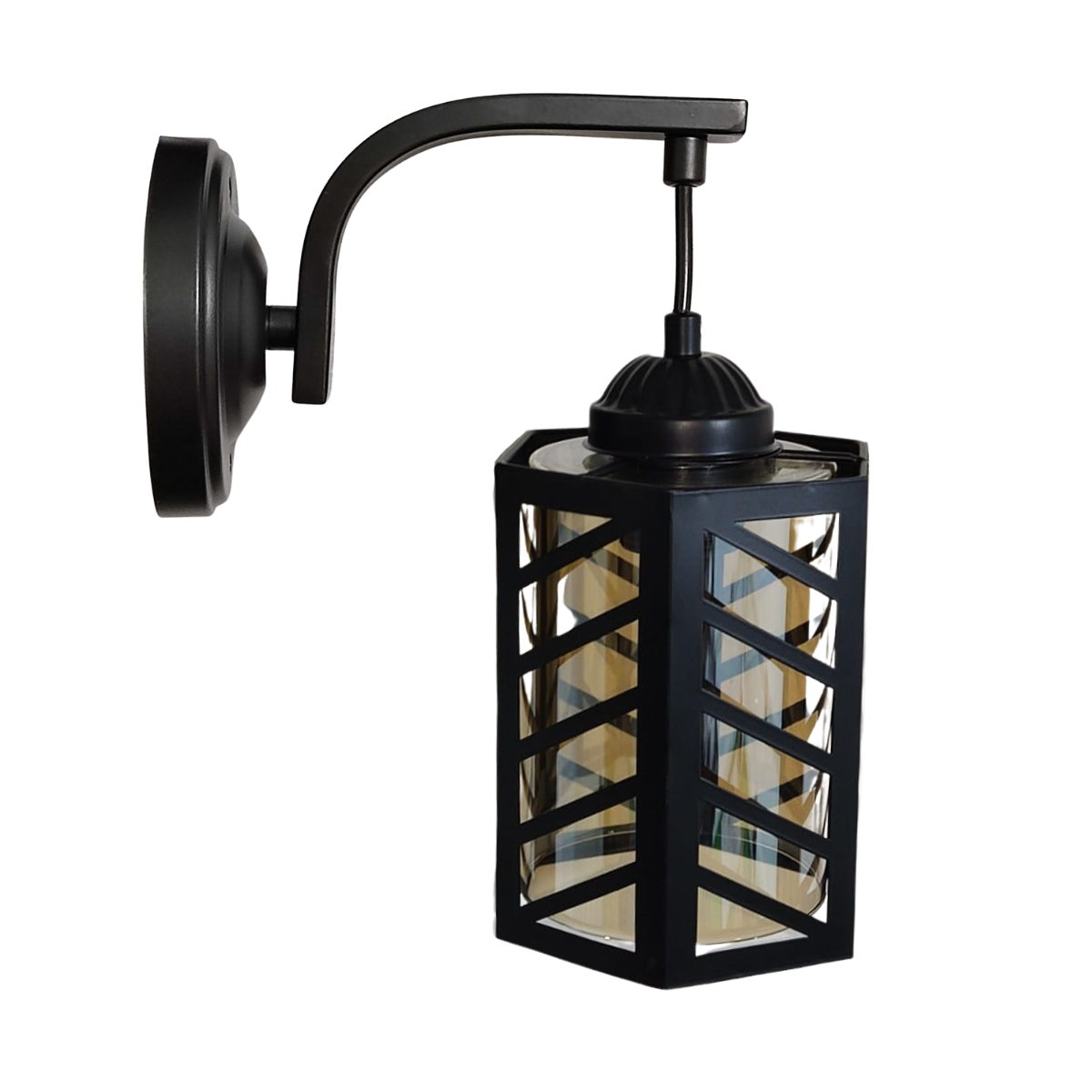 Aplique Negro Aluminio Vidrio Porta E27 Simple Modelo Schwer