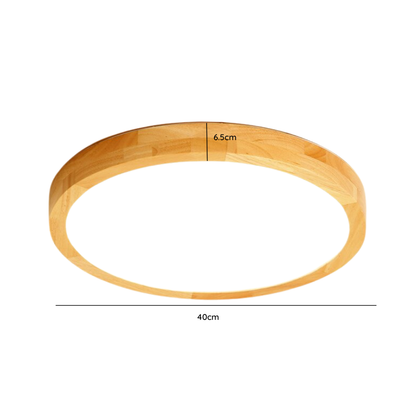 Lampara Redonda Sobrepuesta Madera Clara con control 40cm 36+36W