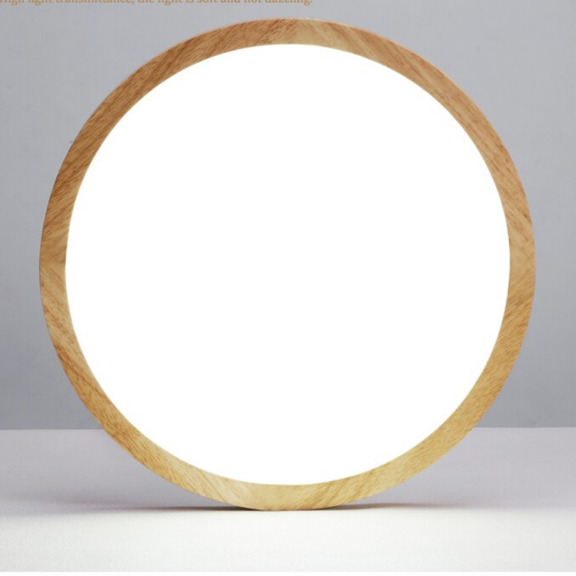 Lampara Redonda Sobrepuesta Madera Clara con control 40cm 36+36W