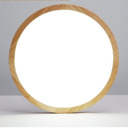 Lampara Redonda Sobrepuesta Madera Clara con control 40cm 36+36W