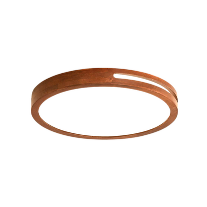 Lampara Redonda Sobrepuesta Madera Oscura con control 30cm 24w+24W