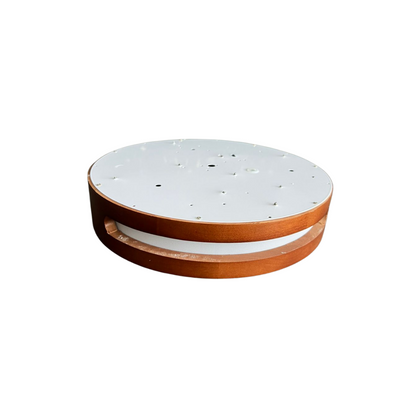 Lampara Redonda Sobrepuesta Madera Oscura con control 30cm 24w+24W