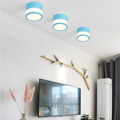 Panel Sobrepuesto Azul Con Vidrio Decorativo Led 7w Luz Fria