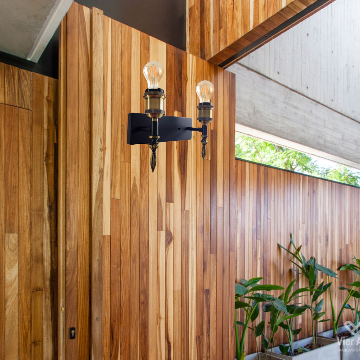 Aplique Doble E27 Bronce