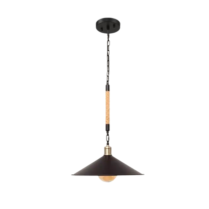 Lámpara Colgante Negro Con Madera Porta E27 Simple Modelo Chara SEC