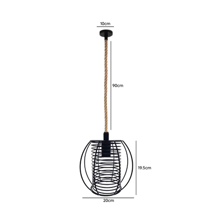 Lampara Colgante Rustica Jaula Vintage Soga con Ampolleta