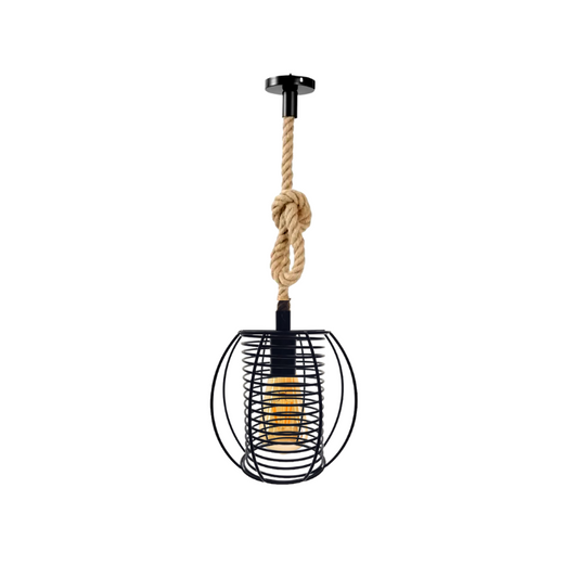 Lampara Colgante Rustica Jaula Vintage Soga con Ampolleta