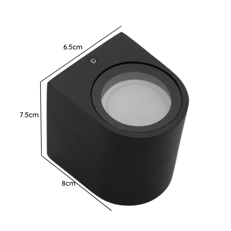 Aplique Foco Negro Redondo Con Ampolleta Dicroica Exterior
