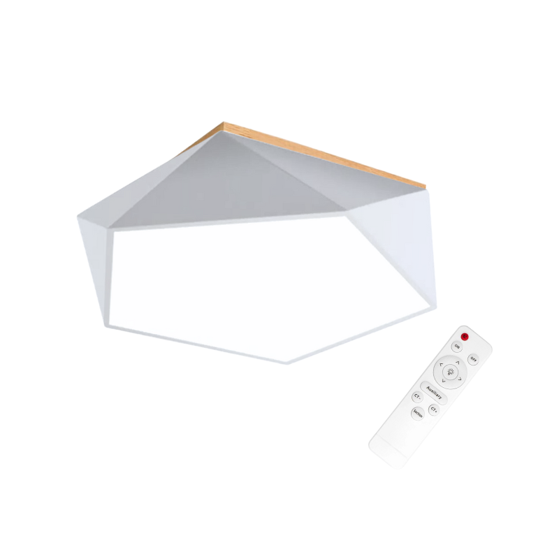 Lampara Pentagono Blanco Sobrepuesta con control 40cm 36+36W