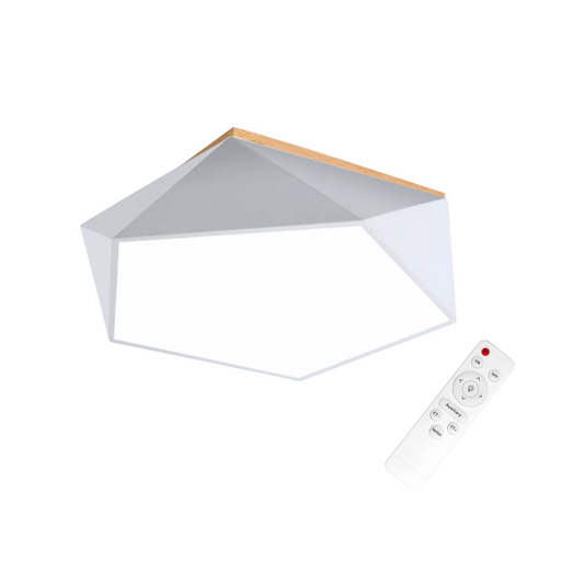 Lampara Pentagono Blanco Sobrepuesta con control 40cm 36+36W