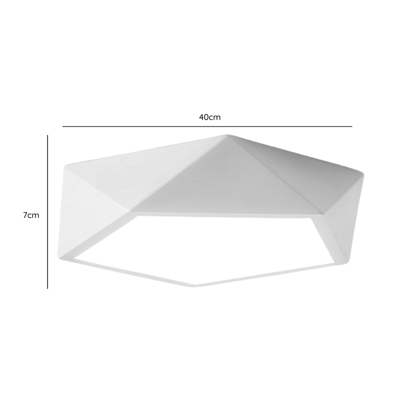 Lampara Pentagono Blanco Sobrepuesta con control 40cm 36+36W