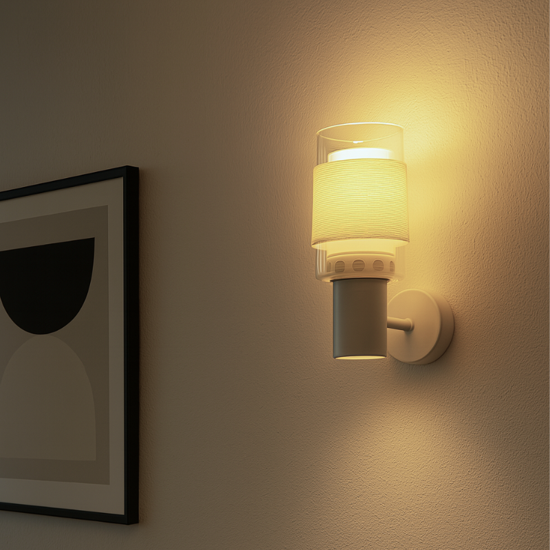 Aplique Blanco Elegante Vidrio Aluminio Dirigible Base E14 con interruptor